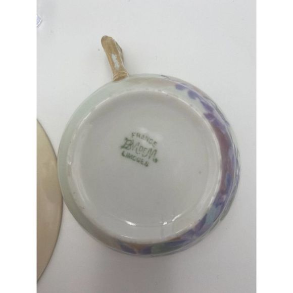 Limoges Dining Vintage Limoge France Teacup Saucer Violet Bone